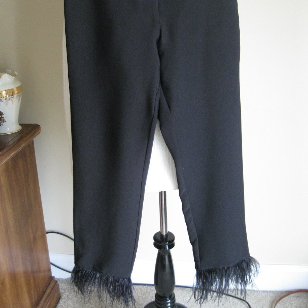 Gibson & Latimer Feather Trim Flat Front Trouser Pants Women size 4 waist 29 NEW